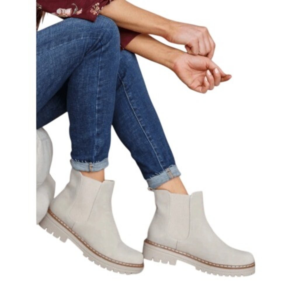 Enzo Tesoti Chelsea Cream Vegan Suede Leather Boots 40 Womens 9.5 Vanilla Girl‎